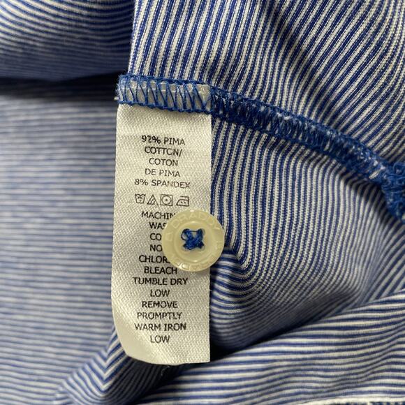 B Draddy Polo Shirt Mens Large Blue Stripe Golf Activewear Stretch Performance - Picture 4 of 10